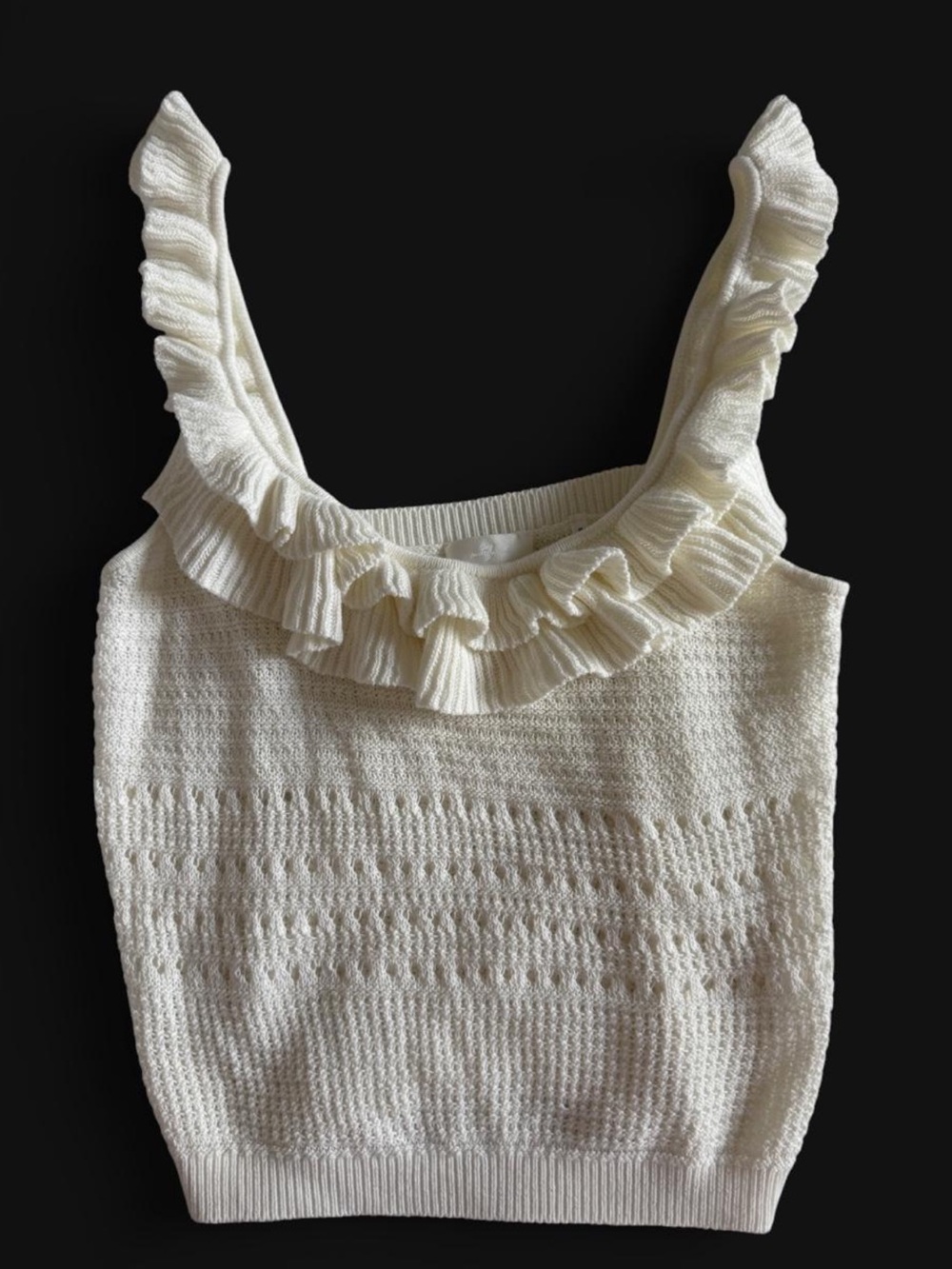 Seven For All Mankind Cream Ruffle Strap Knit Tank Top Size M
